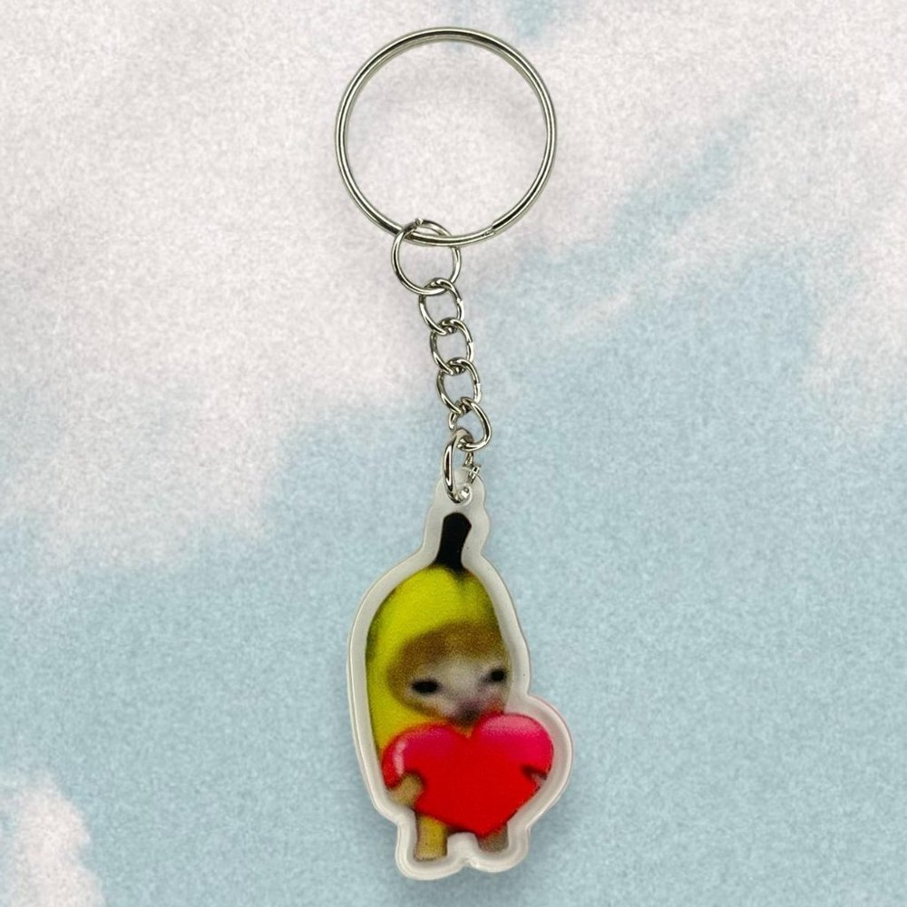 Banana cat meme pendant keychain
